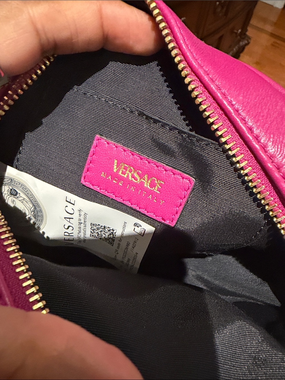 Versace Quilted Round Mini Crossbody in Hot Pink with Gold Medallion authentic - Picture 3 of 3